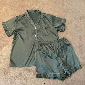 Satin Green Pajama Set
